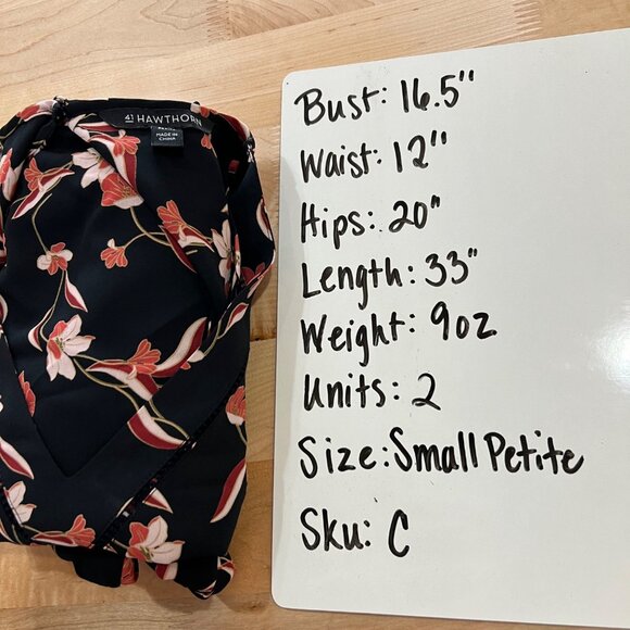 41 Hawthorn Black Floral Flutter Sleeve Cutout Back A-Line Dress Size SP NWT - Picture 8 of 8